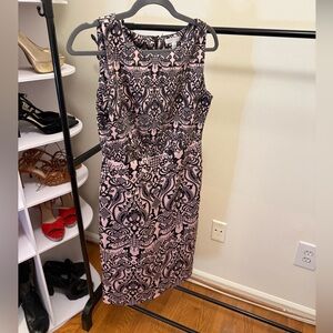 New York & Company Pink and Black Lace Midi Dress